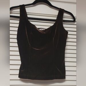 EXIT - 90s Brown Velvet Sleeveless Crop Top